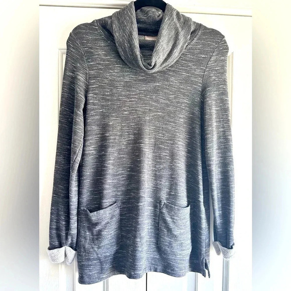 Chico’s women’s cowl neck tunic with front pockets Gray size 0 - Picture 1 of 8